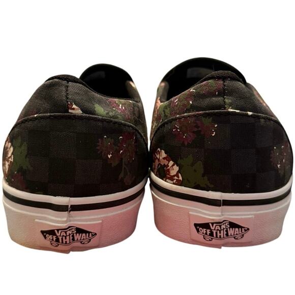 Vans Asher Flowers & Checks Black Slip On Flat Shoe Women’s Size 10 - Picture 5 of 6